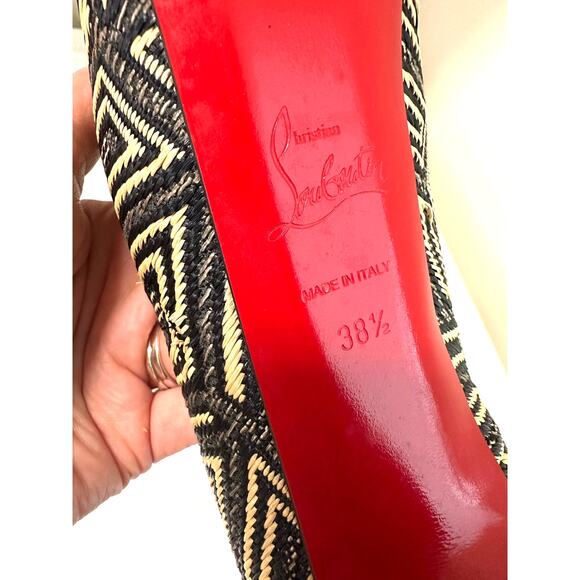 Christian Louboutin Daffodile 160 Platform Pumps Panama Black Cream 38.5 - Picture 8 of 14